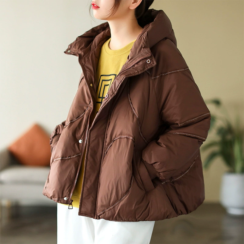 Дизайнерская зимняя бархатная куртка-пуховик, 2023, утиный пух