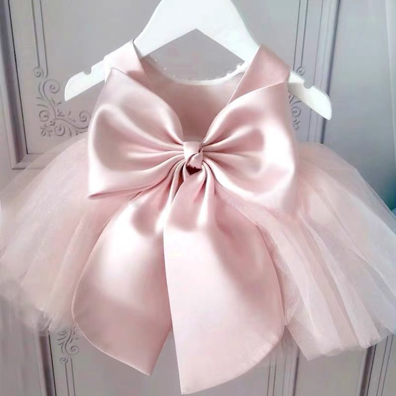 Baby Girl Pink Dress Flower Girl Baby One-Year-Old Princess Dress Children's Tutu Dress High-End Gauze Skirt