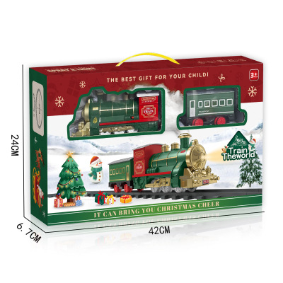 Navidad transfronteriza pulverización eléctrica retro tren juguete simulación de órbita pequeño tren sensorio control remoto mini locomotora