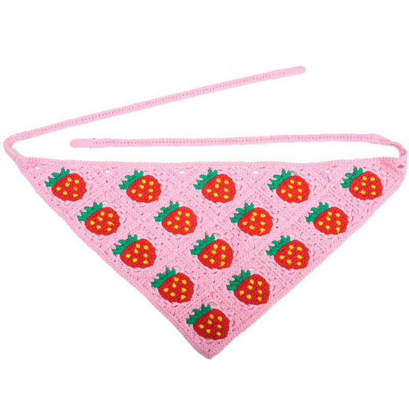 Francia cereza toallas triangulares mujeres primavera y otoño viajes padres-hijos gancho de punto flores hueco pañuelo de arte correa de pelo gorro