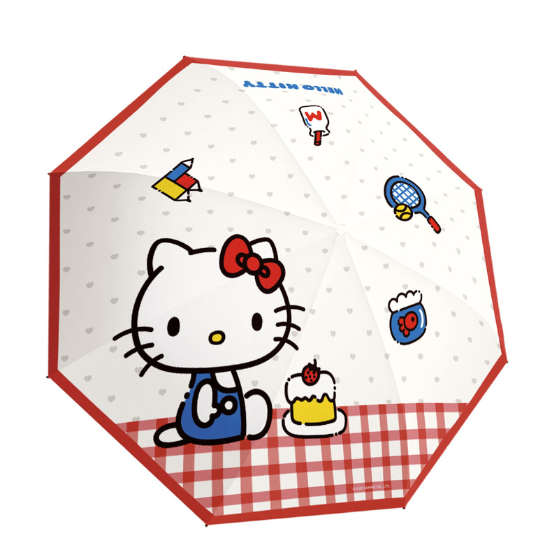 三丽鸥正版授权凯蒂猫手动三折伞晴雨两用防嗮卡通可爱便携折叠伞|undefined
