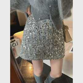 高级感亮片短裙女秋冬新款高腰显瘦气质时尚百搭亮闪闪包臀半身裙
