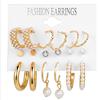 Zirconium from pearl, earrings, jewelry, accessory, set, European style, 2021 collection, wholesale