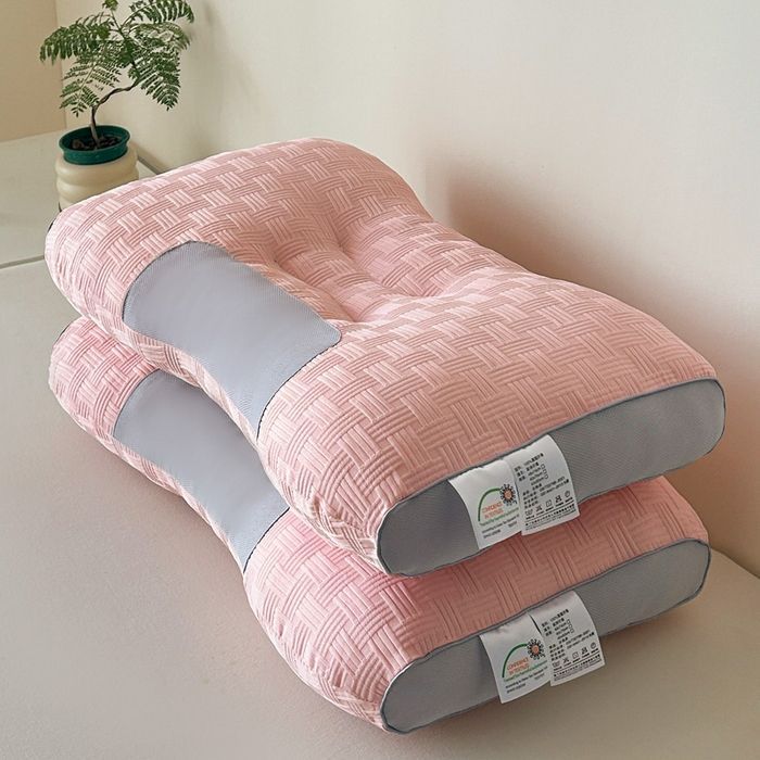 와플 마사지 베개-핑크 48x74cm 낮음