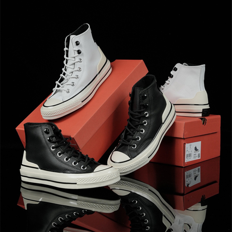 Pure Original Autumn and Winter New Chuck 1970S Water-Repellent Leather High-Top Casual Sneakers Pebbled Leather Sneakers