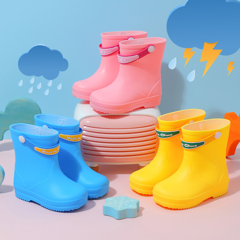 Children's Rain Boots Children's Mid-tube Rain Boots Boys and Girls Cartoon Thickened Waterproof Non-slip Soft Bottom Wear-resistant Water Shoes