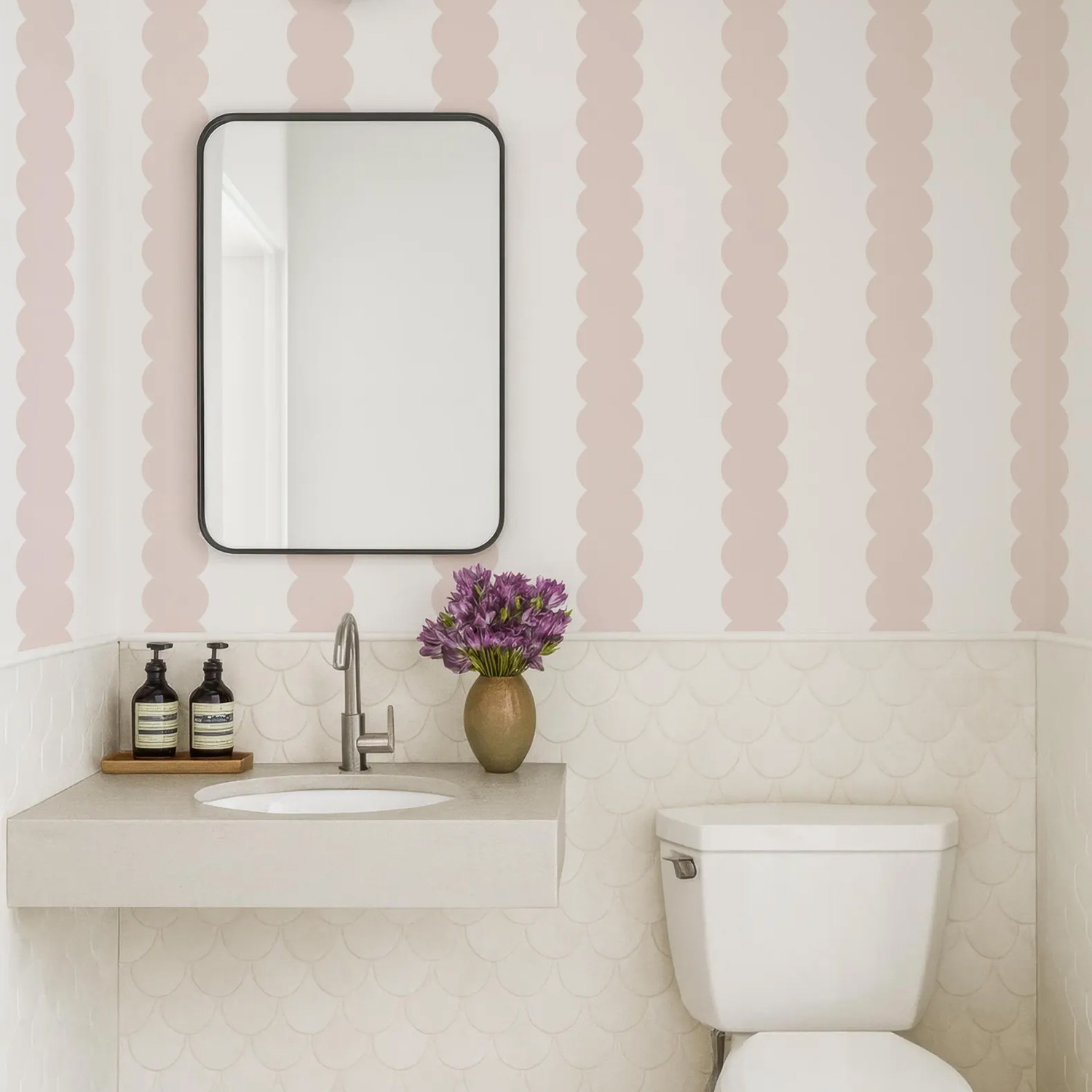 Sweet And Playful Scallop Stripe Simple Wallpaper For Children's Rooms, Self-adhesive Mural, A Popular Export Product_maomaolike.com
