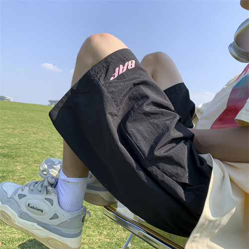 Dopamine-style Summer Thin American Vintage Streetwear Tech-Inspired Cropped Pants, Plus-Size Cargo Casual Shorts—Trendy