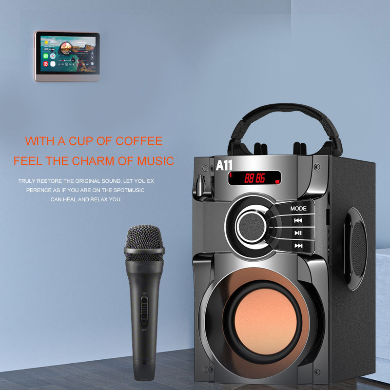 A11 Remote Control Cross-Border Karaoke Three-Speaker Mobile Phone Bluetooth Speaker with Card Slot and USB Drive, Outdoor Subwoofer, Hot-Selling Cross-Border Product A11 Remote Control Cross-Border Karaoke Three-Speaker Mobile Phone Bluetooth Speaker with Card Slot and USB Drive, Outdoor Subwoofer, Hot-Selling Cross-Border Product
