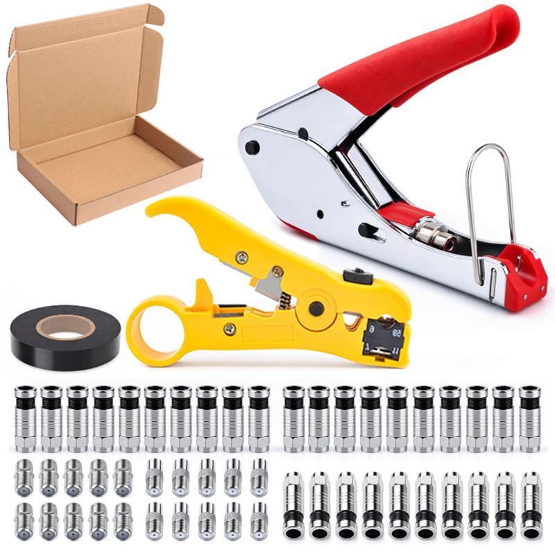 Coaxial Cable F-Head Crimping Pliers, Wire Stripping Tool Set, Wire Stripping Pliers, Crimping Pliers, Network Kit, Rg6 Coaxial Coaxial Cable F-Head Crimping Pliers, Wire Stripping Tool Set, Wire Stripping Pliers, Crimping Pliers, Network Kit, Rg6 Coaxial
