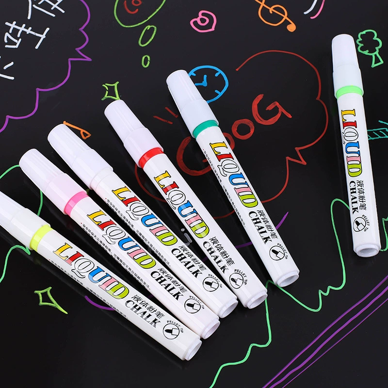 Chalk, water-soluble erasable fluorescence board dust-free, 12 colors