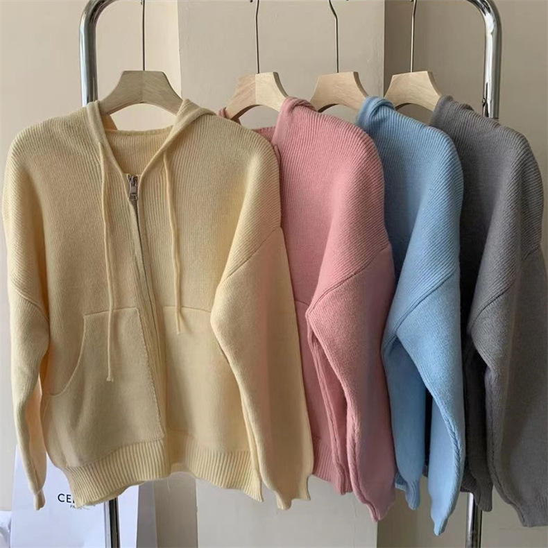 The laid-back style loose, casual and versatile sweater jacket is a new fashion hooded knitted cardigan for women in the autumn and winter of 2022 pic 34
