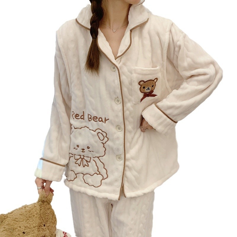 두꺼운 벨벳 임산부 잠옷, 가을 겨울 자카드 플란넬 감금 의류, 산후 가디건, 요양원 의류