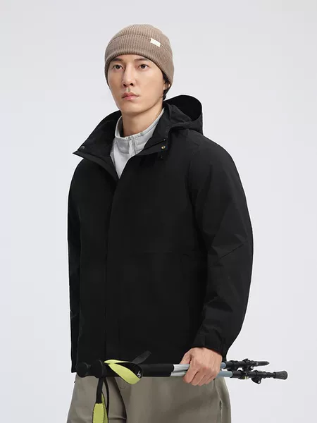 Couple's fleece-lined one-piece jacket, men's and women's football-style windbreaker, middle-aged workwear, affordable alternative to designer jackets, with logo print