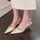 Cool Chinese Style Retro Embroidered Pointed Empty Sandals Women's 2024 New Spring French Style Elegant High Heel Shoes