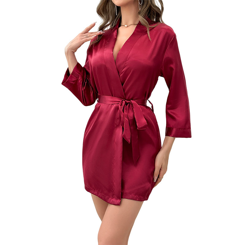 Damenbekleidung, Pyjamas für Damen, Damen-Bademäntel mit Schnürung, sexy Morgenmäntel, Heimkleidung, Nachthemden aus Eisseide_voghion.com
