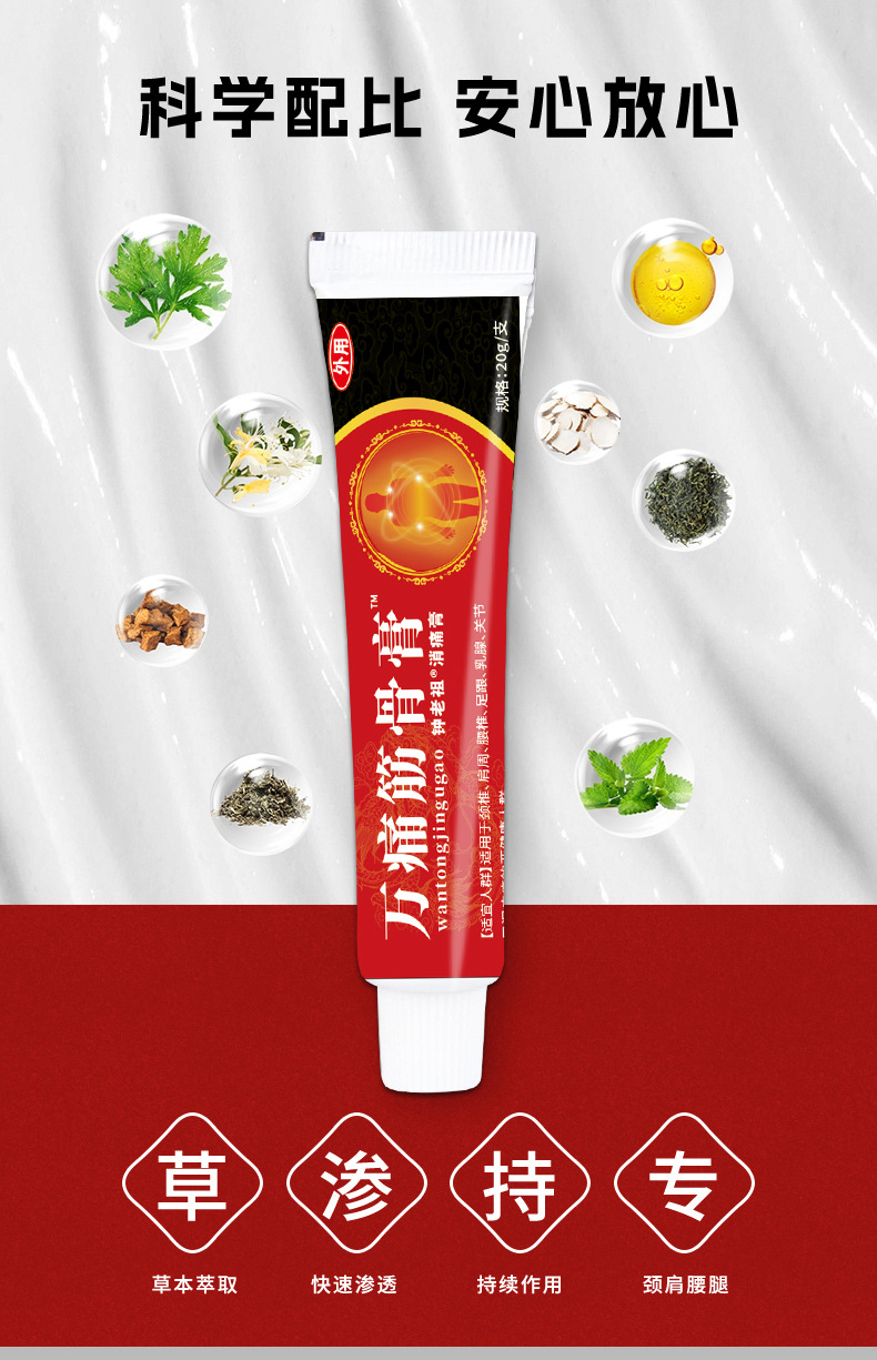 Wan Tong Jin Gu Pain Relief Cream External Herbal Balm for Neck Shoulder Waist Leg Knee 20ml preparation