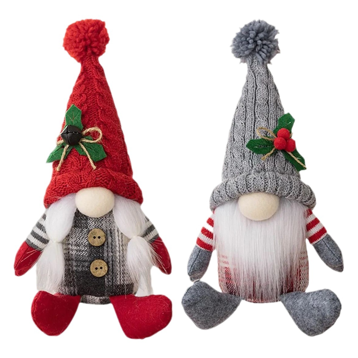Adornos navideños transfronterizos postura sentada nórdica país americano Papá Noel gnomo adorno muñeca de punto muñeca image 1
