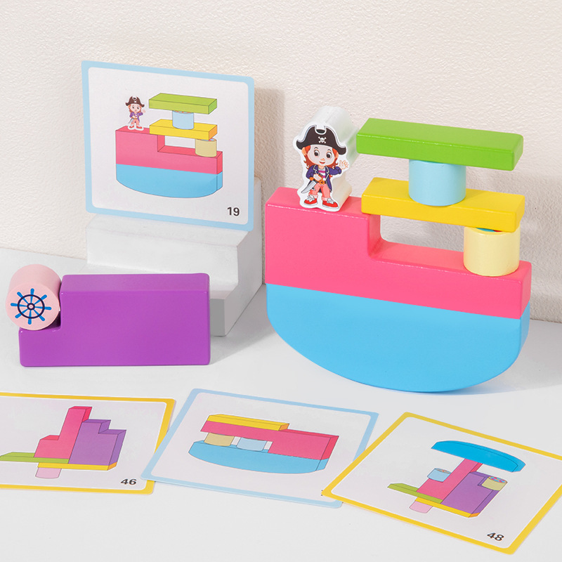 Piratas para niños transfronterizos, bloques de construcción de equilibrio, montones de educación temprana para bebés, montones de juegos de mesa Jenga, tarjetas, juguetes educativos