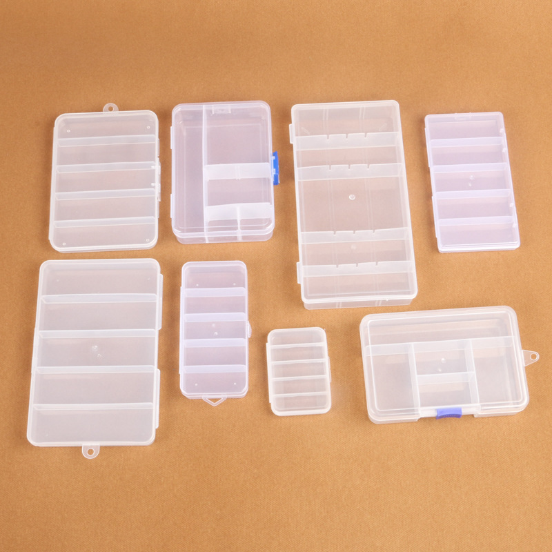 Wholesale pp transparent fishing gear Luya fake bait box portable plastic 5 grid earplug box hardware accessories storage box