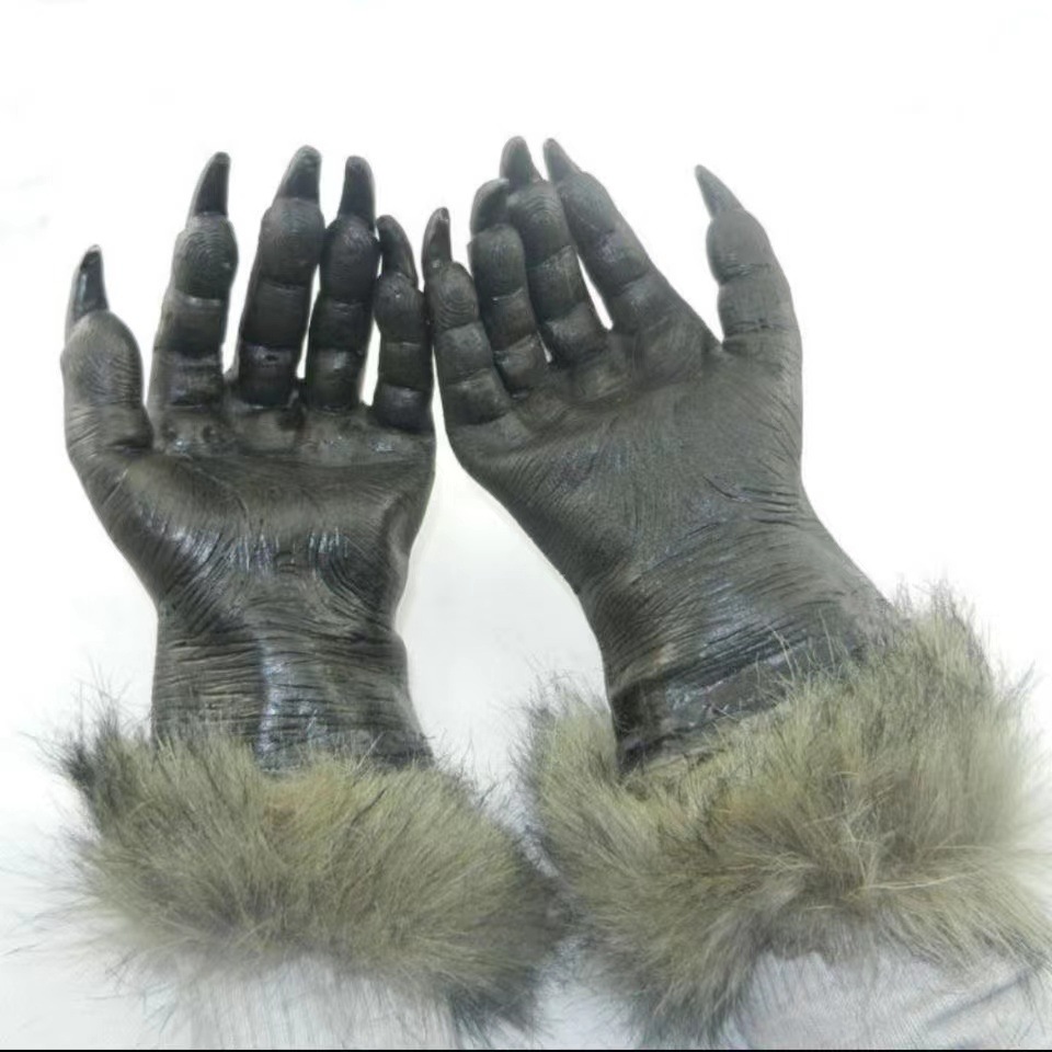 Halloween traje de lobo máscara cabeza de Lobo guantes cabeza de animal cubierta horror estanque de látex vestido de lujo bola máscara envío gratuito