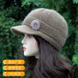 加绒加厚中老年妈妈帽秋冬保暖奶奶帽 防风护耳针织女帽 时尚百搭