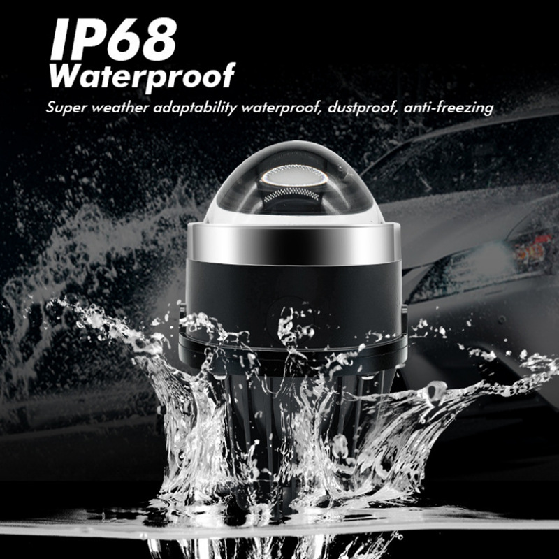 3 pulgadas lámpara de niebla tricolor amarillo y blanco doble lente de luz LED para automóviles