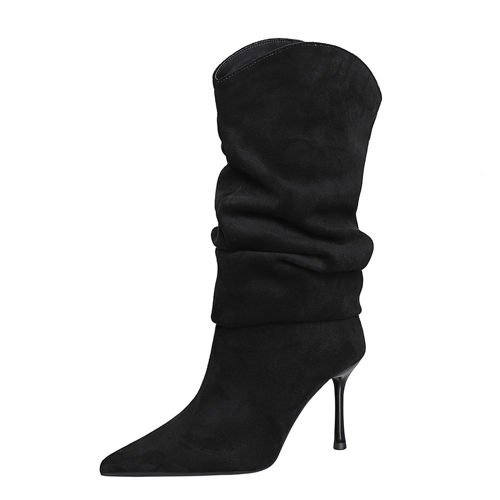 Women's Over-the-knee Stretch Boots Pointed Toe Slim Heel Riding_voghion.com