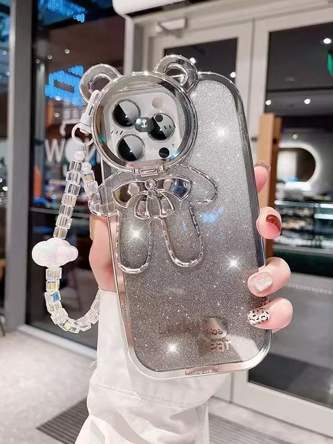 Pulsera de nubes blancas, oso con solapa de mariposa plateada ynj