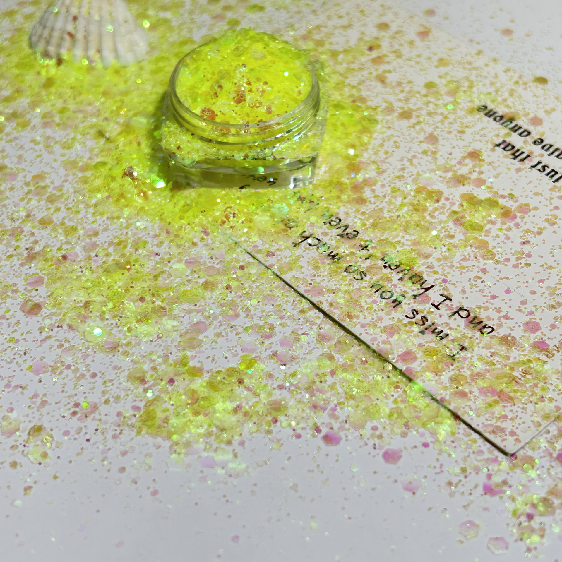 Golden Iridescent Polarized Semi-Transparent Sparkling Nail Art Glitter Transparent DIY Handmade Resin Decoration Nail Stickers
