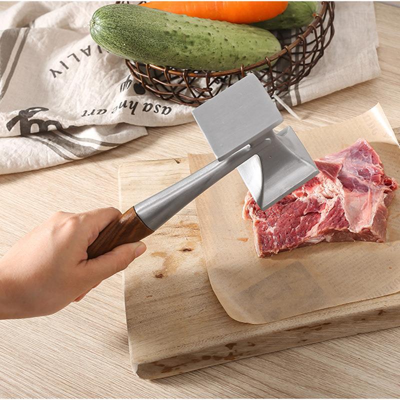 Martillo de carne de acero inoxidable de doble cara aguja de pino carne de filete picadora de carne martillo de cocina herramienta tendón rompiendo martillo