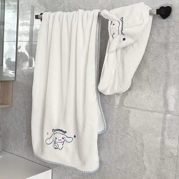 Cute bath towel, white hair towel