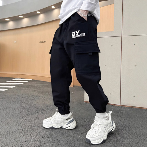 Men's fashion brand foot-bound workover pants, men's fashionable casual pants, loose spring and autumn new casual workover pants, fashionable