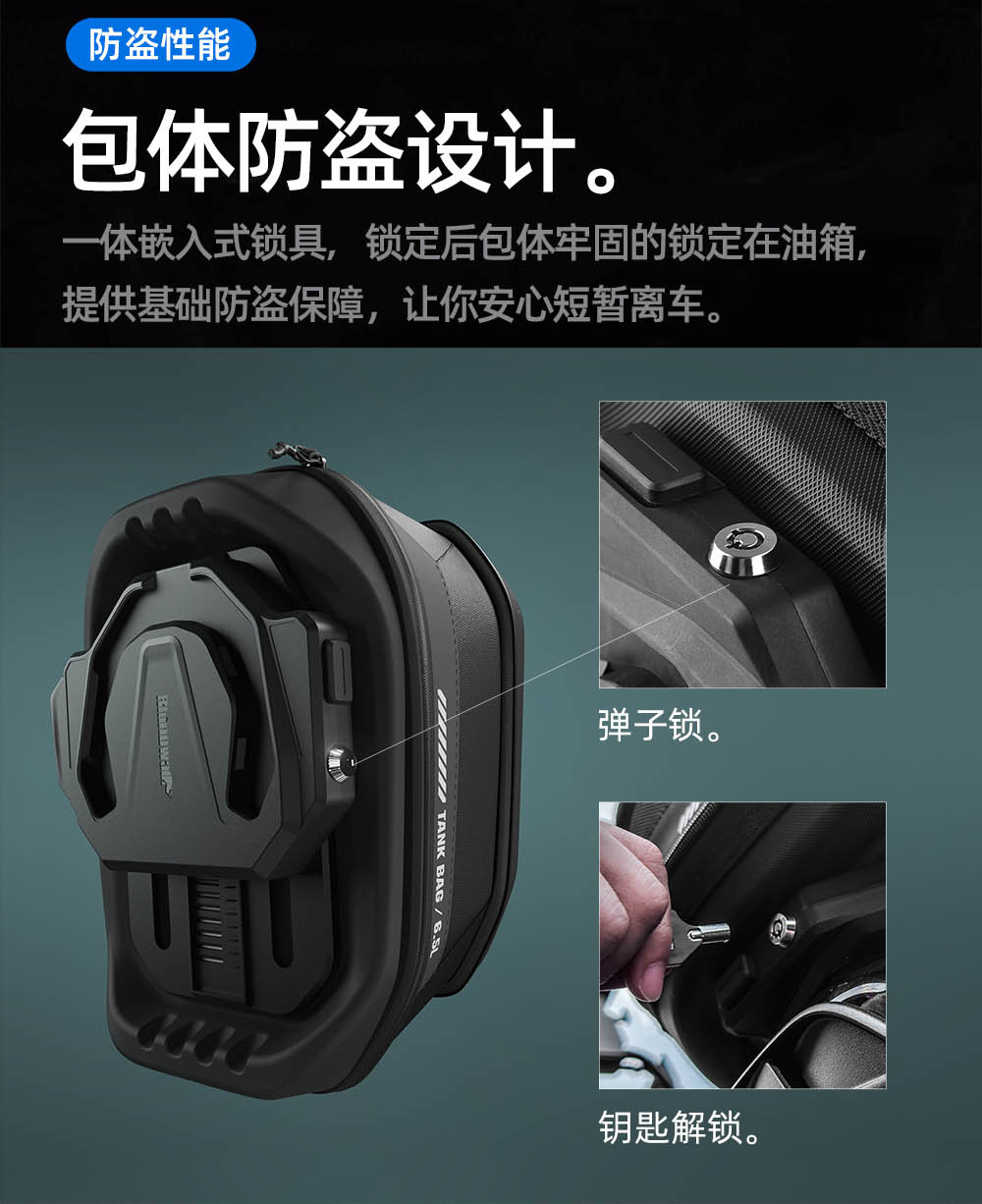 Rhinowalk Motorcycle Fuel Tank Bag Magnetic Quick Release Anti-Theft Adjustable Front and Rear Motorcycle Rider Bag