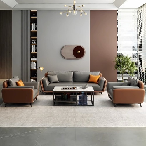 Office Sofa Simple Business Reception Room Office Rest Area Coffee Table Set for Three Training Institutions