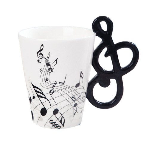 Ceramic Music Cup 400ml Large Note Cup Black Electric Guitar Coffee Cup Music Festival Cup Dropshipping Supply