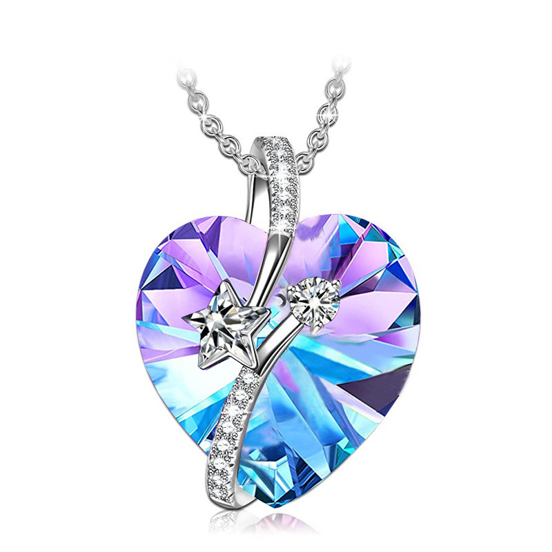 1 Piece Fashion Heart Shape Artificial Crystal Alloy Plating Rhinestones Women's Pendant Necklace display picture 5
