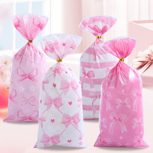 跨境蝴蝶结礼物糖果袋玻璃纸礼品袋印花饼干包装袋opp平口袋批发