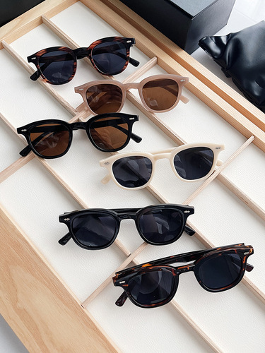 New trendy marine piece rice nail sunglasses, European and American retro small round frame sunglasses, cross-border color sunglasses