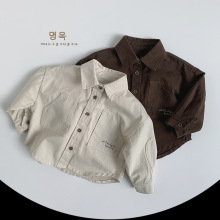 韩系风儿童衬衫2025春季新款男女童日森系棉上衣小童潮童百搭童装