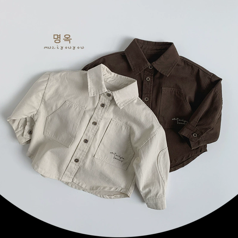 Детские рубашки в корейском стиле, новые модели весны 2026 года для мальчиков и девочек, хлопковые топы в японском стиле, модная и универсальная детская одежда