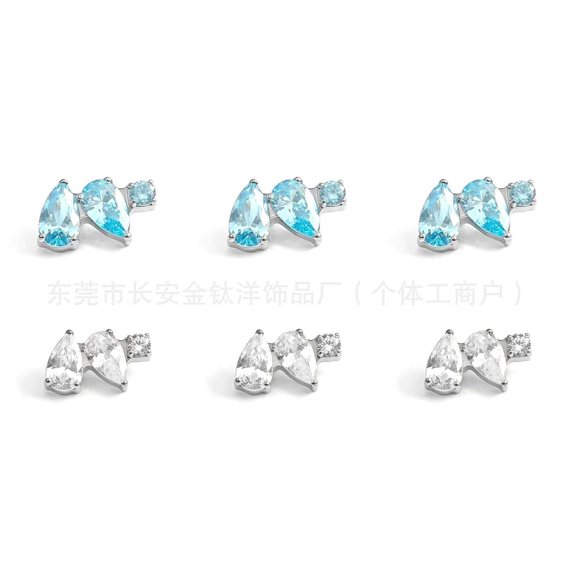 F136 Titanium Water Drop Earrings with Zirconia, Lip Studs, Nose Studs, Ear Studs, Ear Cartilage Studs, G23 Titanium Alloy Piercing Jewelry detail image 8