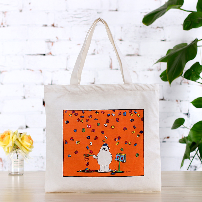 大容量创意热转印学生单肩棉布手提袋定做彩印服装购物帆布袋定制