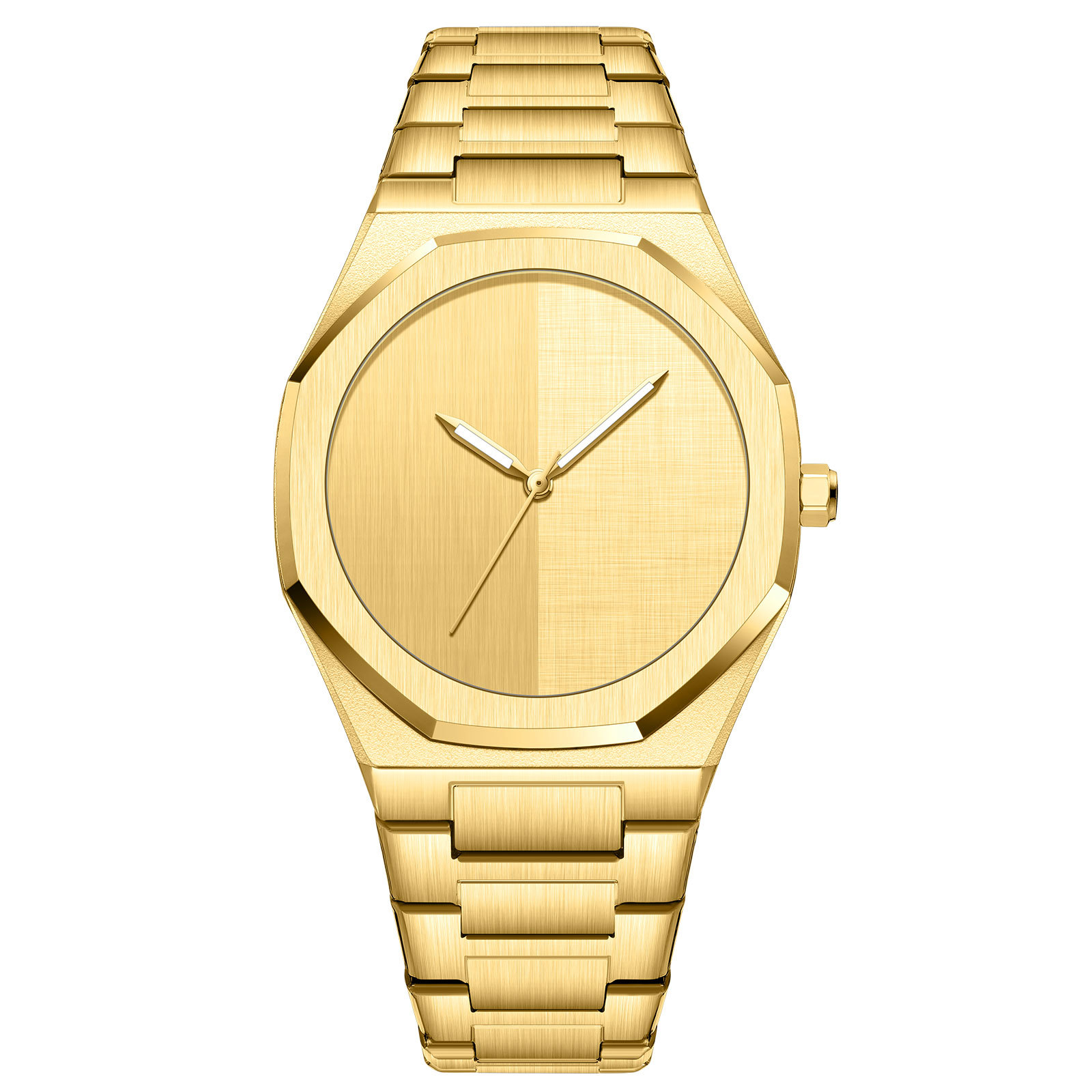 Gold Octagonal Watch For Men Trendy New Quality Royal Wristwatch With Steel Strap Quartz Movement_voghion.com