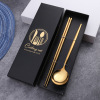 L Cross -border stainless steel knives fork spoon four -piece golden steak knife fork Portuguese tableware Christmas New Year gift box