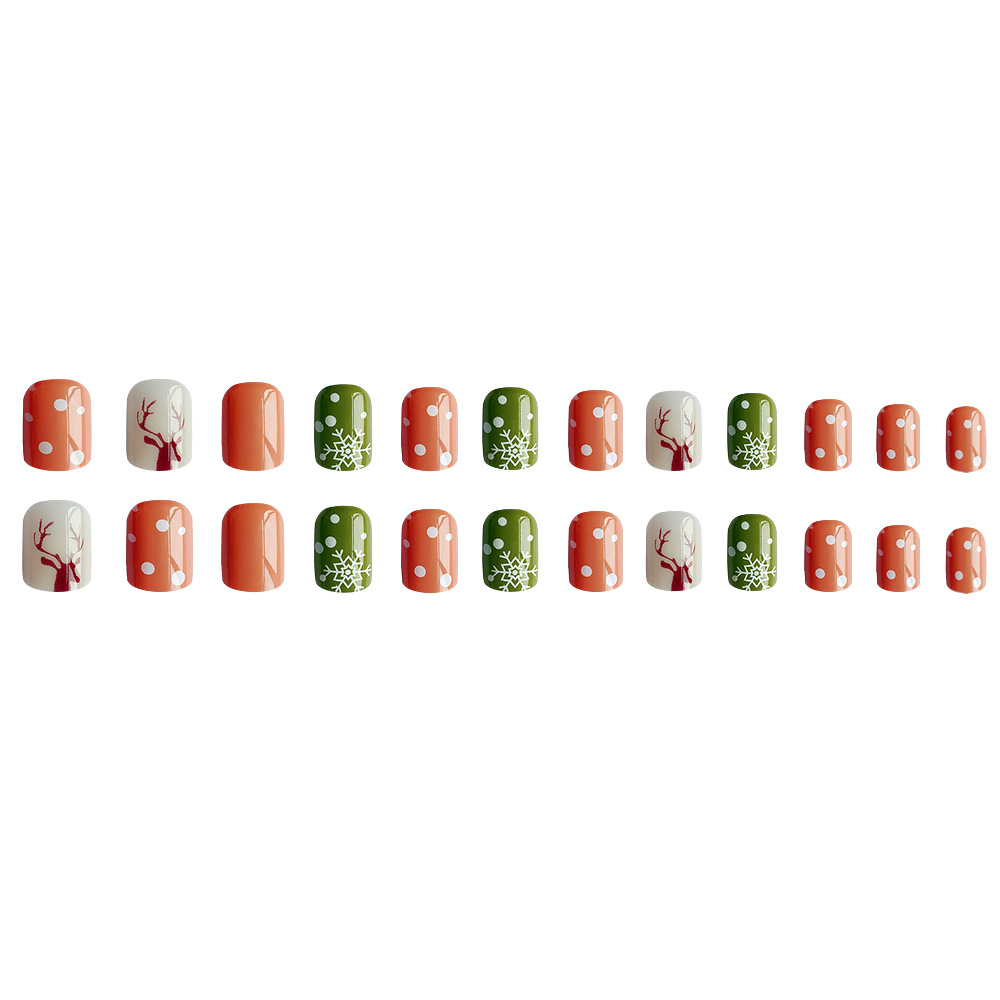 Estilo caliente europeo y americano Navidad dulce parche de uñas postizas astas astas copo de nieve uñas uñas desmontables al por mayor image 6