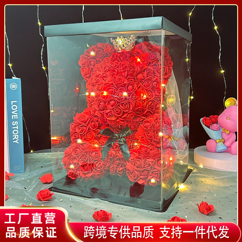 Flor inmortal rosa oso simulación de espuma EVA osos Qixi regalos de Navidad regalos de novia transfronterizos