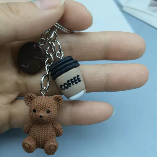 European and American Cross-Border Hot-Selling Fashion Mini Cartoon 3D Solid Color Brown Bear Plush Keychain Bag Pendant