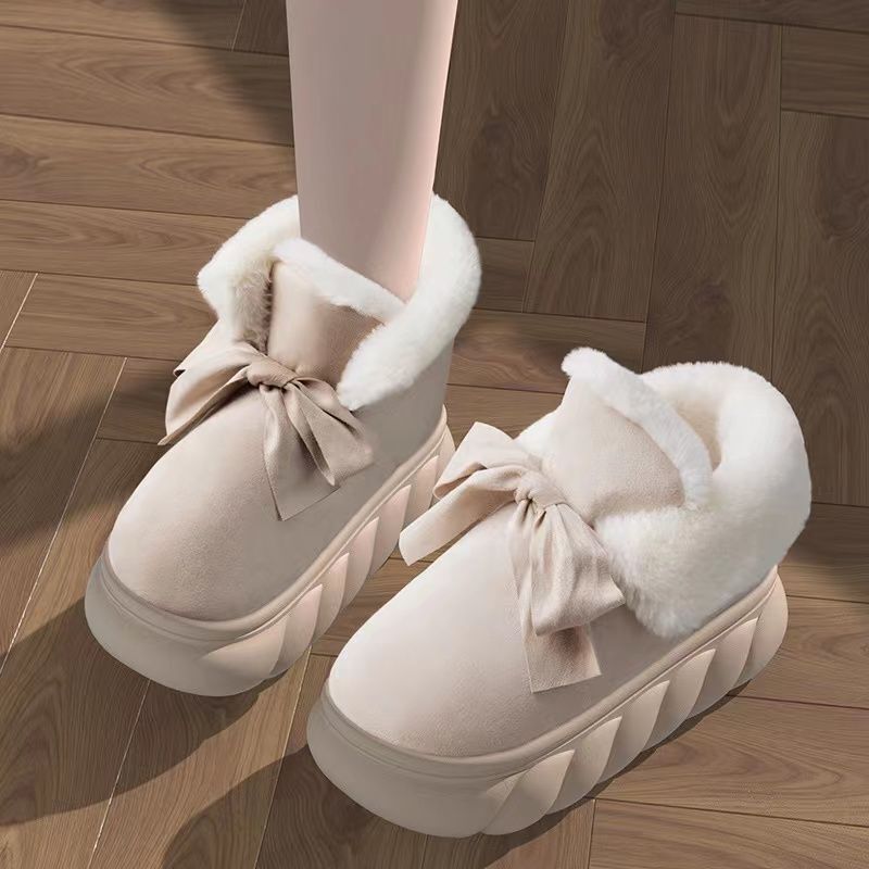 Winter Cotton Slippers for Women with Thick Soles, Indoor Warm and Fashionable Couple's Home Autumn and Winter Men's Snow Boots