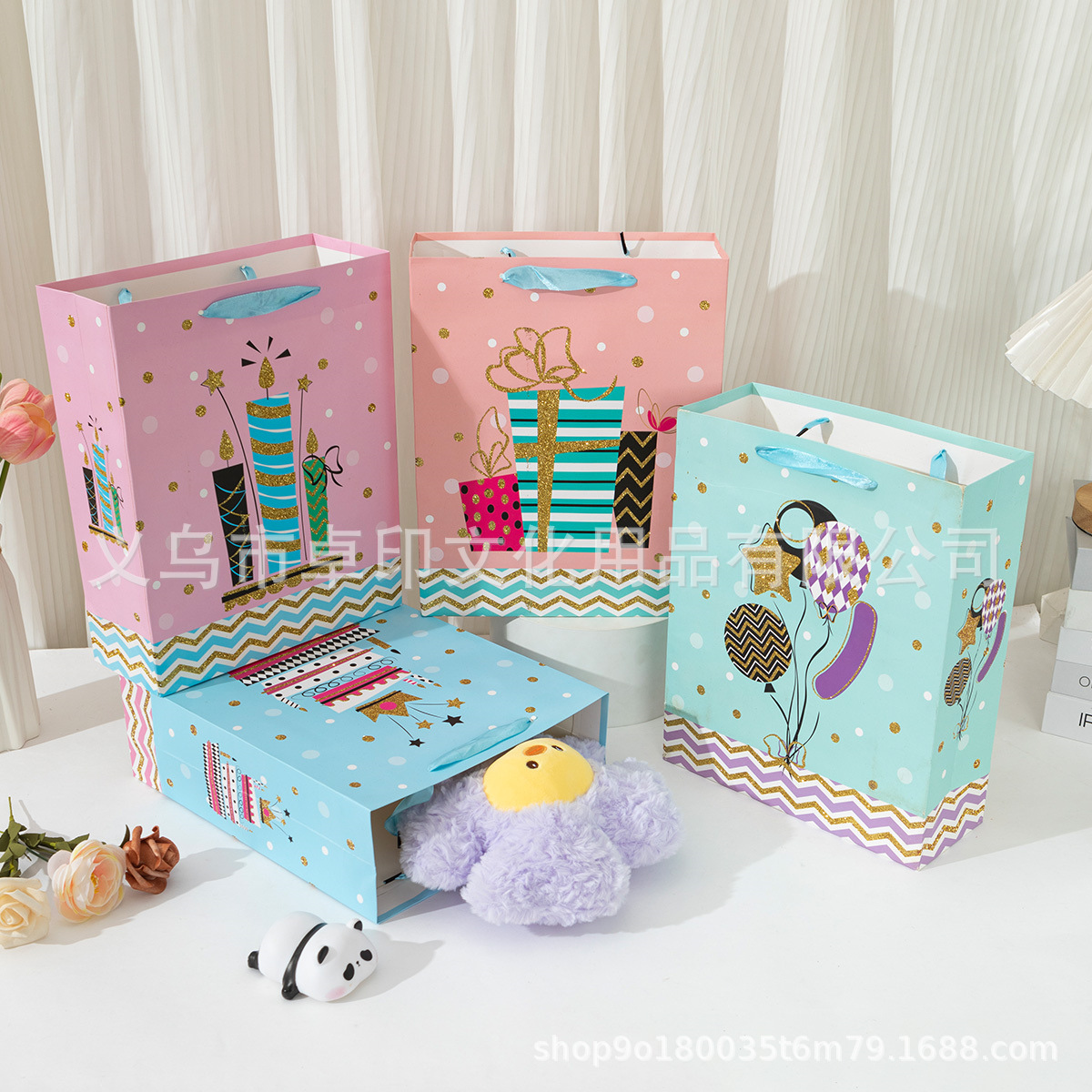 儿童生日蜡烛纸质手提礼品纸袋包装派对用品伴手礼
